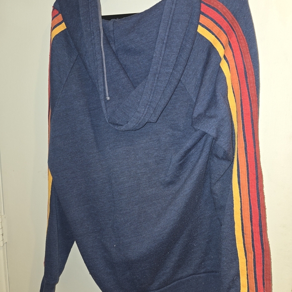 Aviator Nation Blue Zip-Up Hoodie with coloful Stripe! - Picture 10 of 11